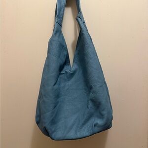 Anthropologie Teal Blue Leather Hobo Bag